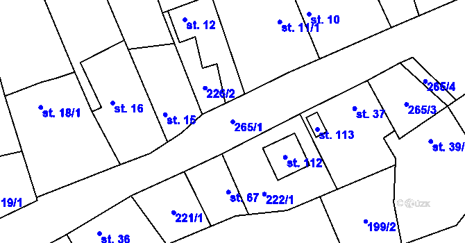 Parcela st. 265/1 v KÚ Bílsko u Kopidlna, Katastrální mapa
