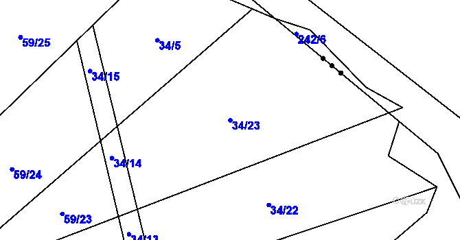 Parcela st. 34/23 v KÚ Bílsko u Kopidlna, Katastrální mapa