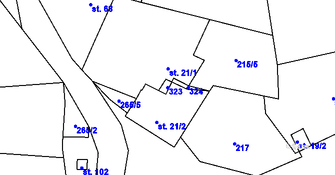Parcela st. 323 v KÚ Bílsko u Kopidlna, Katastrální mapa
