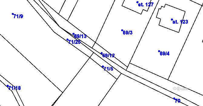Parcela st. 69/12 v KÚ Údrnice, Katastrální mapa