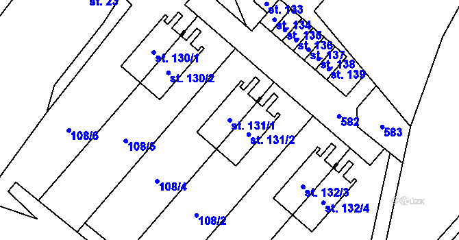 Parcela st. 131/1 v KÚ Údrnice, Katastrální mapa