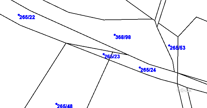 Parcela st. 265/23 v KÚ Údrnice, Katastrální mapa