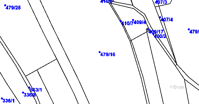 Parcela st. 479/16 v KÚ Údrnice, Katastrální mapa