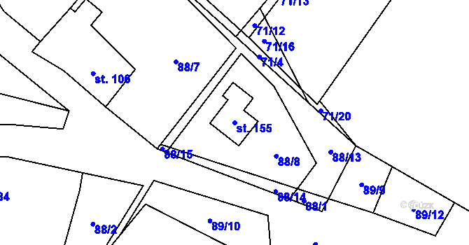 Parcela st. 155 v KÚ Údrnice, Katastrální mapa
