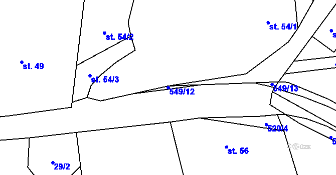 Parcela st. 549/12 v KÚ Údrnice, Katastrální mapa