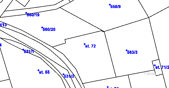 Parcela st. 72 v KÚ Údrnická Lhota, Katastrální mapa