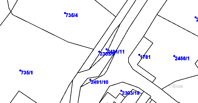 Parcela st. 2303/9 v KÚ Nové Vilémovice, Katastrální mapa