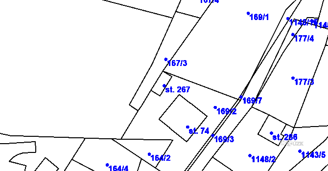 Parcela st. 267 v KÚ Uhelná, Katastrální mapa