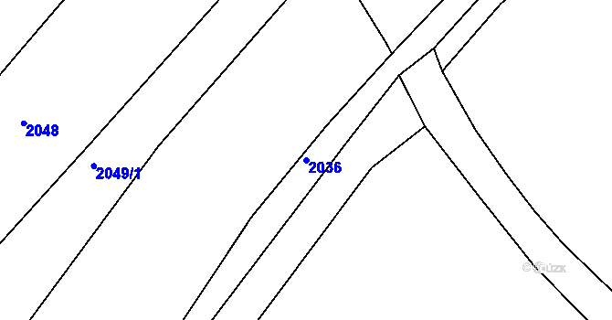 Parcela st. 2036 v KÚ Uhelná, Katastrální mapa