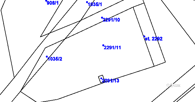 Parcela st. 2291 v KÚ Uhelná, Katastrální mapa