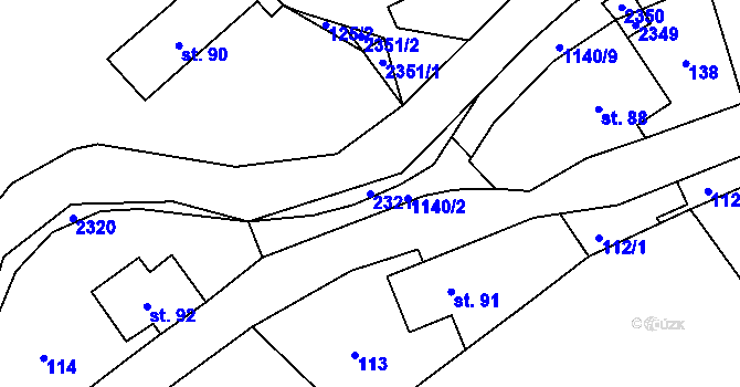 Parcela st. 2321 v KÚ Uhelná, Katastrální mapa