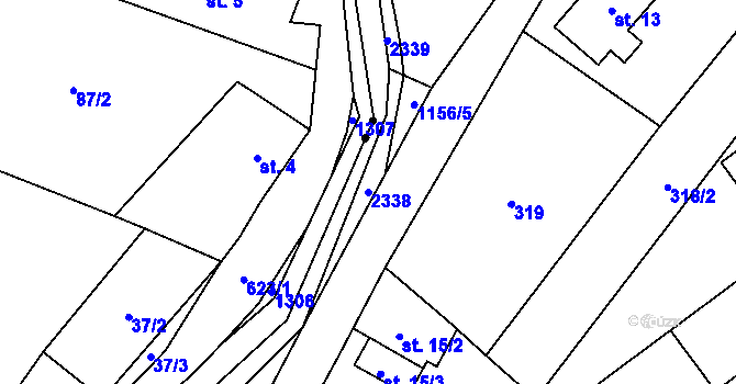 Parcela st. 2338 v KÚ Uhelná, Katastrální mapa