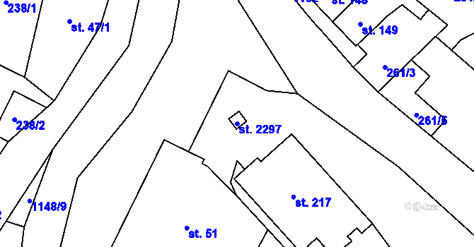 Parcela st. 2297 v KÚ Uhelná, Katastrální mapa