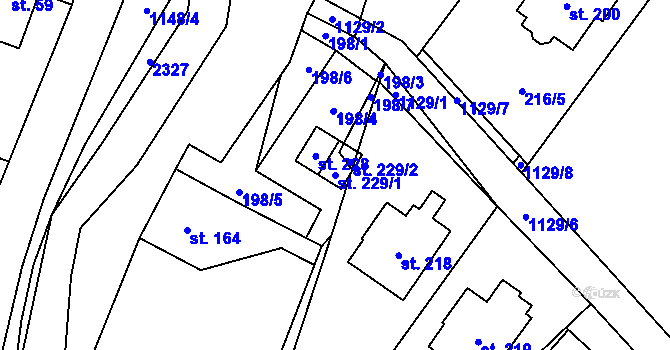 Parcela st. 229/1 v KÚ Uhelná, Katastrální mapa