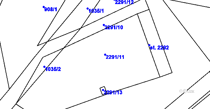 Parcela st. 2291/11 v KÚ Uhelná, Katastrální mapa