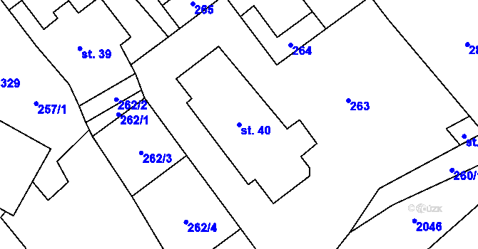 Parcela st. 40 v KÚ Uhelná, Katastrální mapa