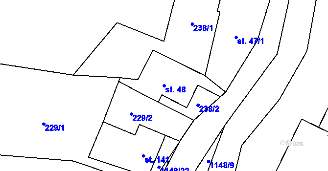 Parcela st. 48 v KÚ Uhelná, Katastrální mapa
