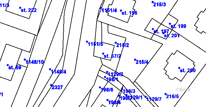 Parcela st. 57/2 v KÚ Uhelná, Katastrální mapa
