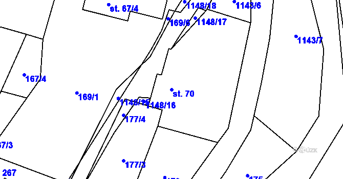 Parcela st. 70 v KÚ Uhelná, Katastrální mapa