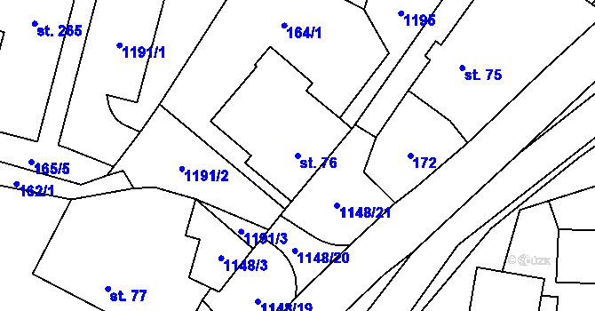 Parcela st. 76 v KÚ Uhelná, Katastrální mapa