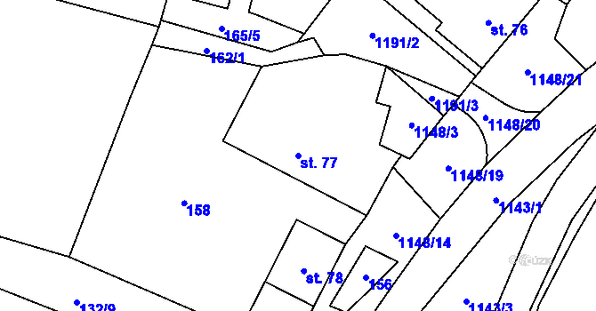 Parcela st. 77 v KÚ Uhelná, Katastrální mapa