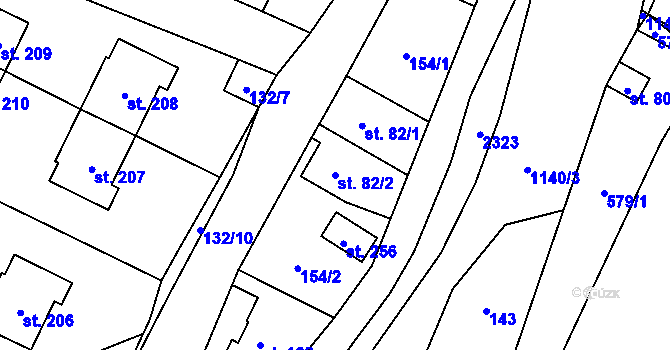 Parcela st. 82/2 v KÚ Uhelná, Katastrální mapa