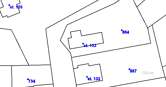 Parcela st. 133 v KÚ Uhelná, Katastrální mapa