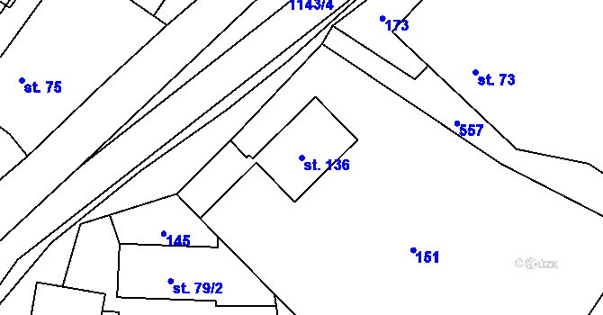 Parcela st. 136 v KÚ Uhelná, Katastrální mapa