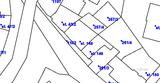 Parcela st. 148 v KÚ Uhelná, Katastrální mapa