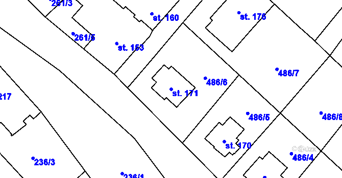 Parcela st. 171 v KÚ Uhelná, Katastrální mapa