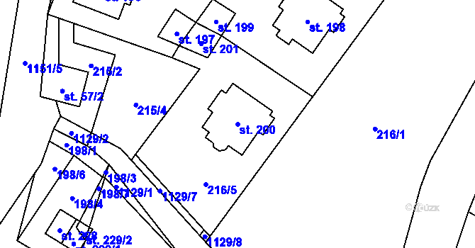 Parcela st. 200 v KÚ Uhelná, Katastrální mapa