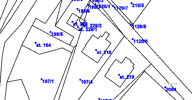 Parcela st. 218 v KÚ Uhelná, Katastrální mapa