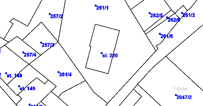 Parcela st. 220 v KÚ Uhelná, Katastrální mapa