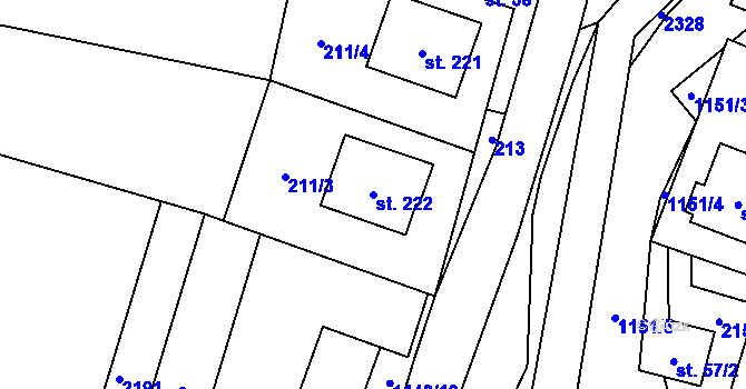 Parcela st. 222 v KÚ Uhelná, Katastrální mapa