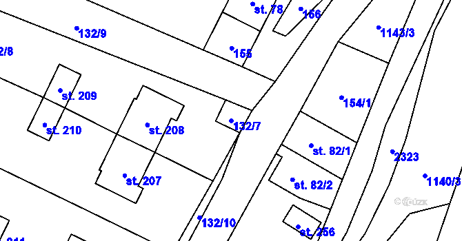 Parcela st. 132/7 v KÚ Uhelná, Katastrální mapa