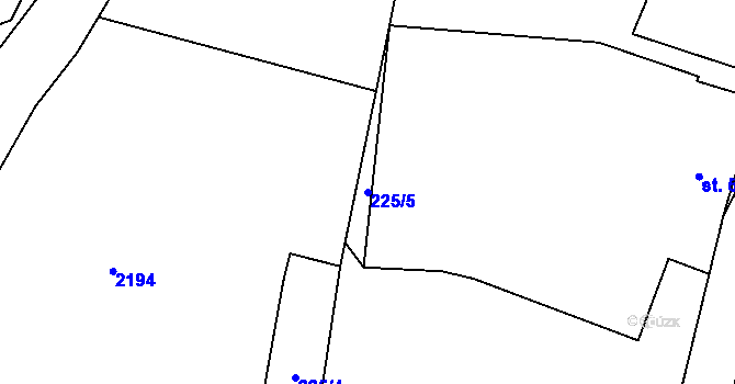 Parcela st. 225/5 v KÚ Uhelná, Katastrální mapa