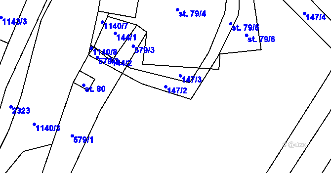 Parcela st. 147/2 v KÚ Uhelná, Katastrální mapa