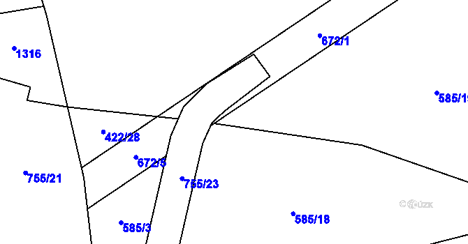 Parcela st. 755/24 v KÚ Dolní Fořt, Katastrální mapa
