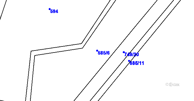 Parcela st. 585/6 v KÚ Dolní Fořt, Katastrální mapa