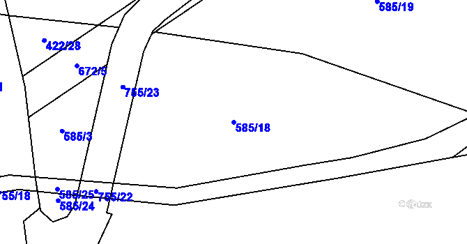 Parcela st. 585/18 v KÚ Dolní Fořt, Katastrální mapa