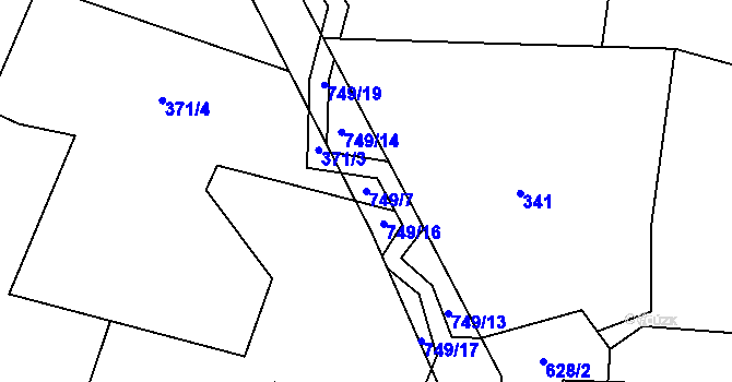 Parcela st. 749/7 v KÚ Dolní Fořt, Katastrální mapa