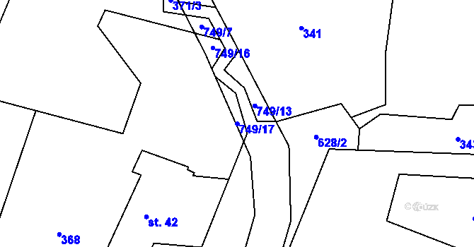 Parcela st. 749/17 v KÚ Dolní Fořt, Katastrální mapa