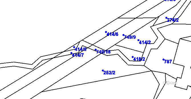 Parcela st. 749/18 v KÚ Dolní Fořt, Katastrální mapa