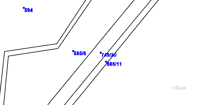 Parcela st. 749/20 v KÚ Dolní Fořt, Katastrální mapa