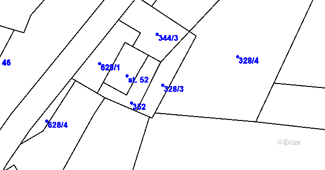 Parcela st. 328/3 v KÚ Dolní Fořt, Katastrální mapa
