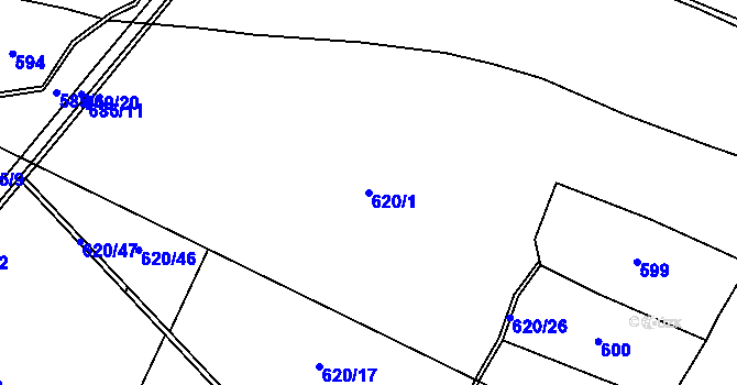 Parcela st. 620/1 v KÚ Dolní Fořt, Katastrální mapa