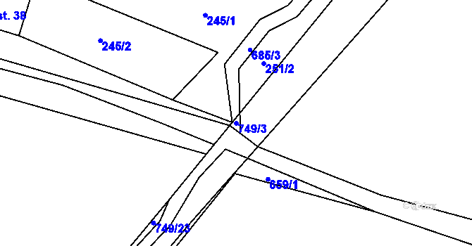 Parcela st. 749/3 v KÚ Dolní Fořt, Katastrální mapa
