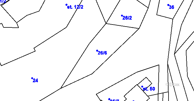 Parcela st. 26/6 v KÚ Petrovice u Uhelné Příbramě, Katastrální mapa