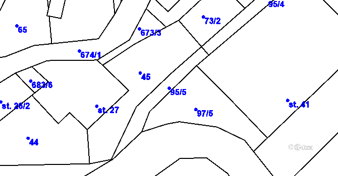 Parcela st. 95/5 v KÚ Petrovice u Uhelné Příbramě, Katastrální mapa