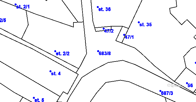 Parcela st. 683/8 v KÚ Petrovice u Uhelné Příbramě, Katastrální mapa